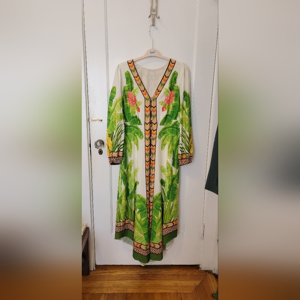 Farm Rio Fresh Forest Palm Midi Dress, Large